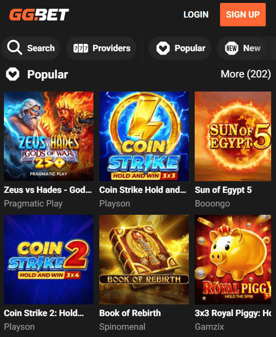 Slots και Live Casino GGBet GR